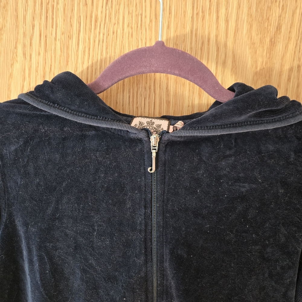 Juicy Couture Navy Velour Blue zip up hoodie track suit jacket - Picture 3 of 7
